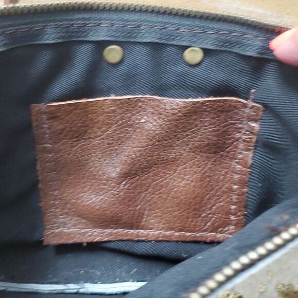 WILD GOOSE WOMEN'S HAIR ON HIDE LEATHER WRISTLET IVORY GOLD BROWN LEATHER FRINGE - Picture 7 of 9